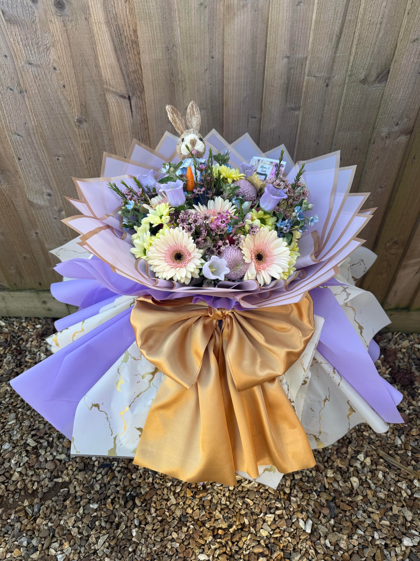 Easter Lilac Bouquet with Bunny and Bow