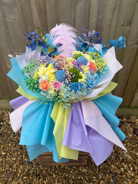 Rainbow Bouquet with Feather