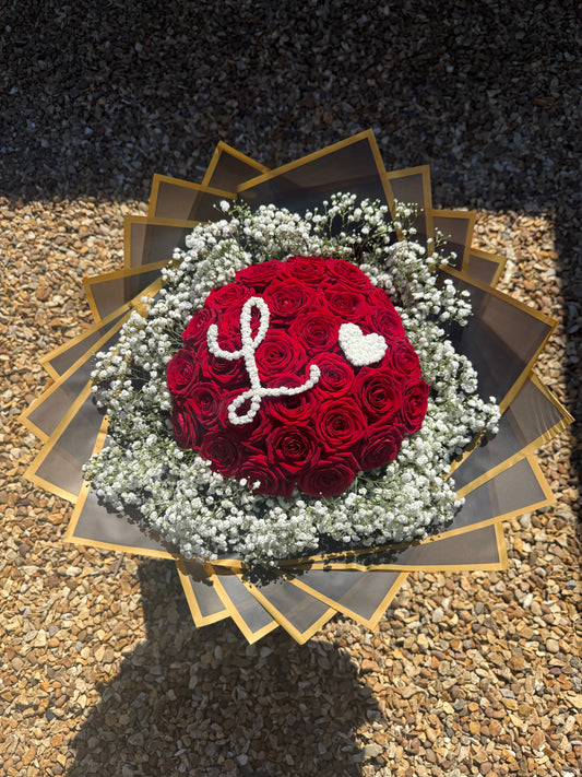 Red Devotion Roses with Gyp and Letter